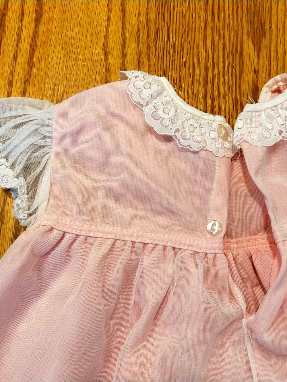 Vintage Stevex UK Infant Pink Lace Dress 6-12 Mos